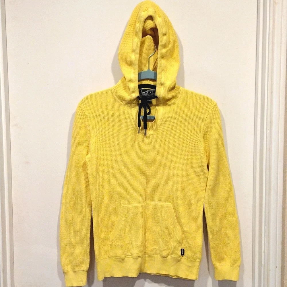 Lauren Ralph Lauren Sport Women's Yellow Thermal Waffle Knit Hoodie S-Gorpcore